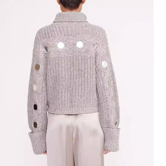 STAUD Vernacular Sweater XS/M Mirrored Heather Grey Knit Causal - Picture 4 of 8